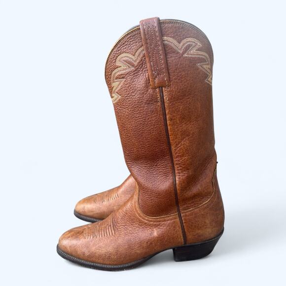 VTG Lucchese T3007 Rio Bravo Collar Stitch Leather Western Boots Brown Mens 8.5 - Picture 6 of 12